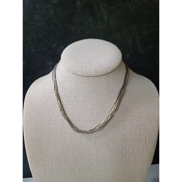 925 Sterling Silver Liquid Multistrand Chain Necklace Vintage - Picture 3 of 10